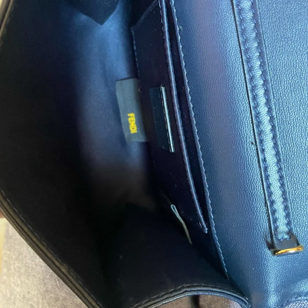 FENDI Lambskin Mini Rush Clutch in Navy - Picture 8 of 14